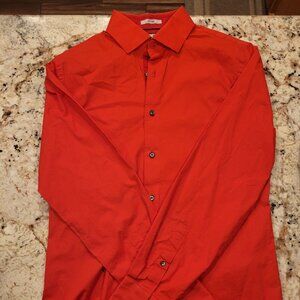 Express 1MX Medium Men's Long Sleeve Collared Extra Slim Fit Shirt